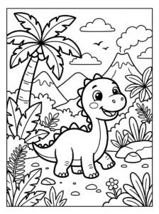 Baby Dinosaur Coloring Page for Kids