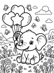 Cute Baby Elephant Coloring Page Free Printable Sheet