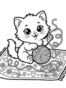 Cute Kitten Coloring Page