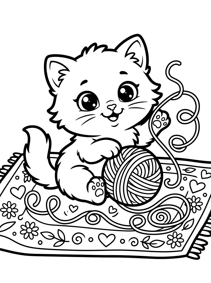 Cute Kitten Coloring Page