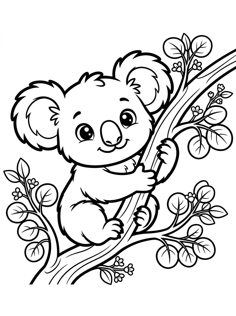 cute baby koala coloring page