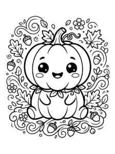 Cute Fall Pumpkin Coloring Page Free Printable Sheet