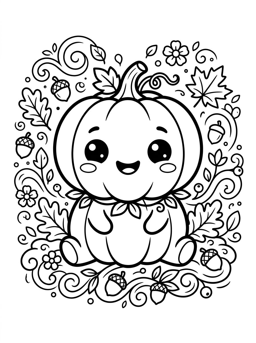 Cute Fall Pumpkin Coloring Page Free Printable Sheet