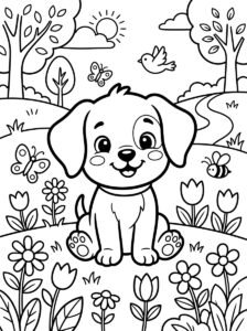 Free Printable Cute Puppy Coloring Page for Kids