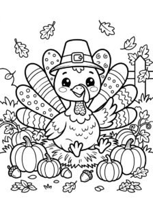 Cute Thanksgiving Turkey Coloring Page Free Printable Sheet